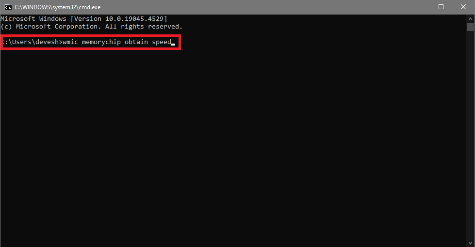 wmic memorychip obtain speed 